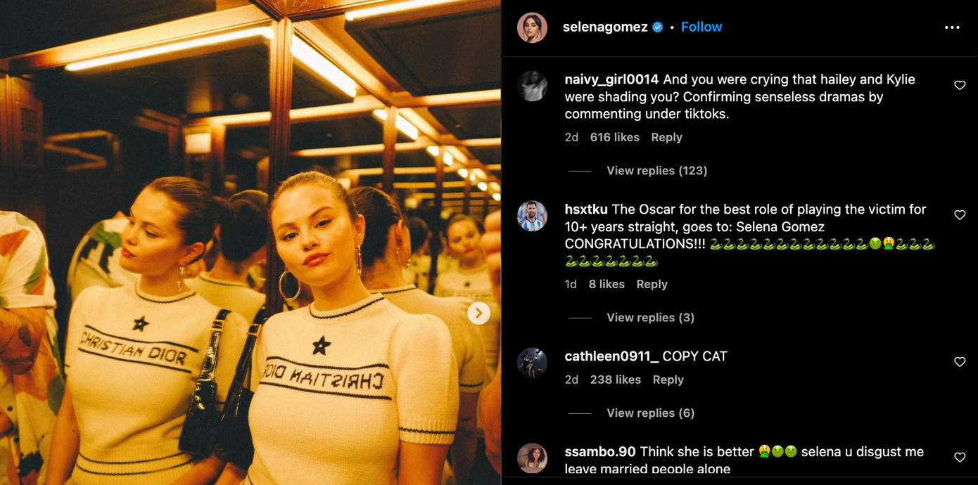 Bài đăng của Selena Gomez tràn ngập những bình luận ác ý.