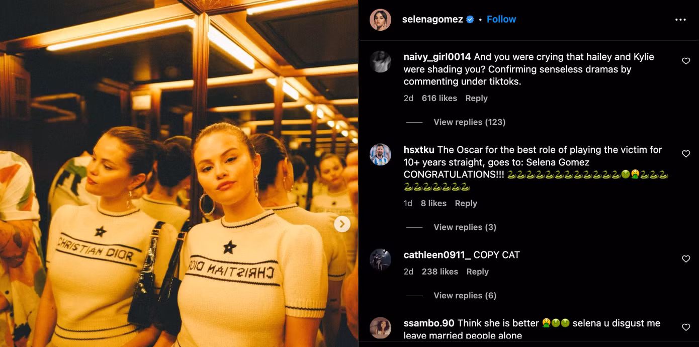Bài đăng của Selena Gomez tràn ngập những bình luận ác ý.
