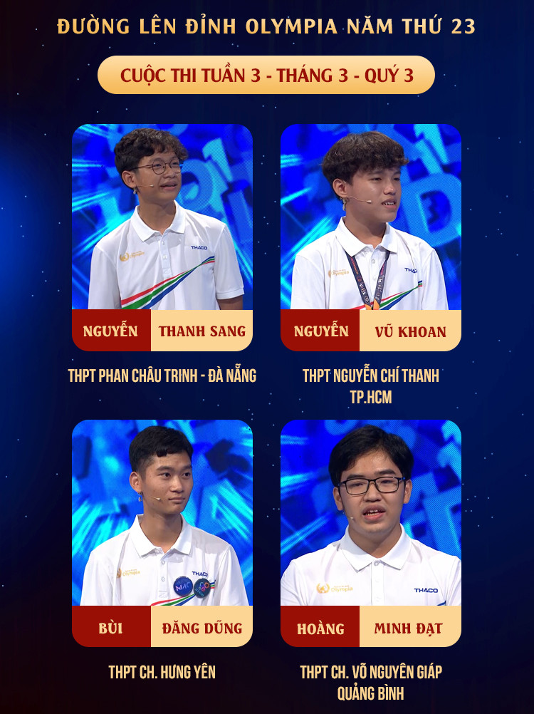 4 nam sinh hứa hẹn một phần thi đầy căng thẳng và hấp dẫn. Nguồn: Fanpage Đường Lên Đỉnh Olympia