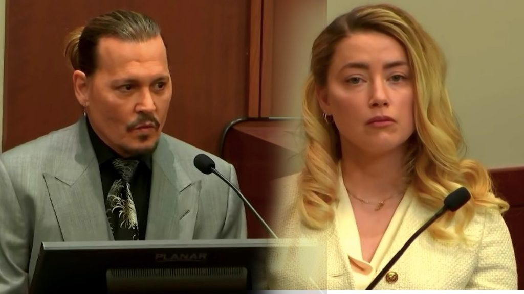 Johnny Depp và Amber Heard căng thẳng đối mặt nhau trên tòa.