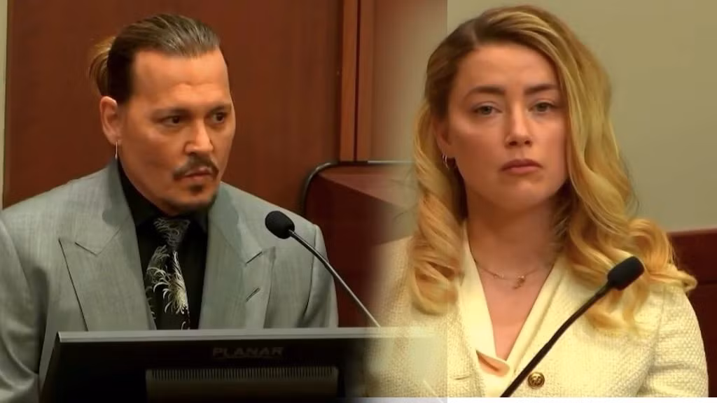 Johnny Depp và Amber Heard căng thẳng đối mặt nhau trên tòa.