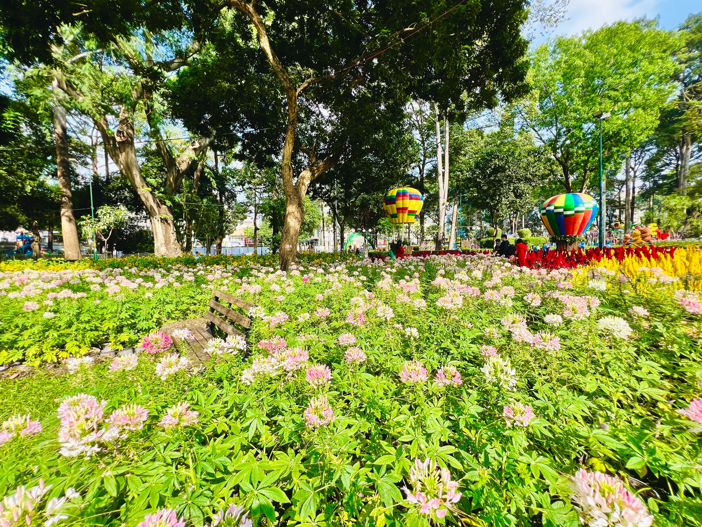 Khung cảnh trong công viên Tao Đàn hệt như bức tranh miền cổ tích.