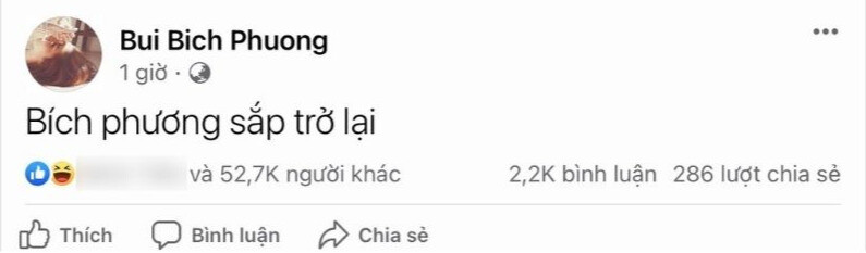 Dòng trạng thái đầu tiên của Bích Phương sau hơn 3 tháng &quot;ở ẩn&quot; trên mạng xã hội.