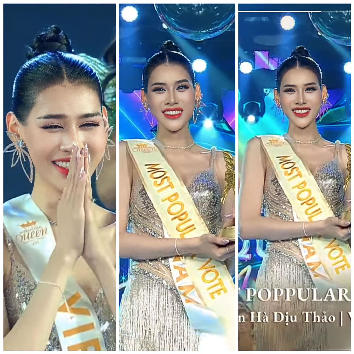 Người đẹp đã "tái sử dụng" trang phục của mình trong đêm Chung kết. Người đẹp đã "tái sử dụng" trang phục của mình trong đêm Chung kết.