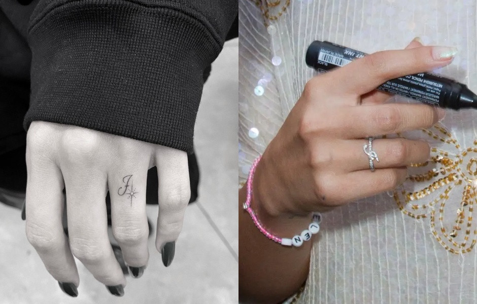 Hình xăm chữ J và nhẫn của Selena Gomez trông gần như y hệt.