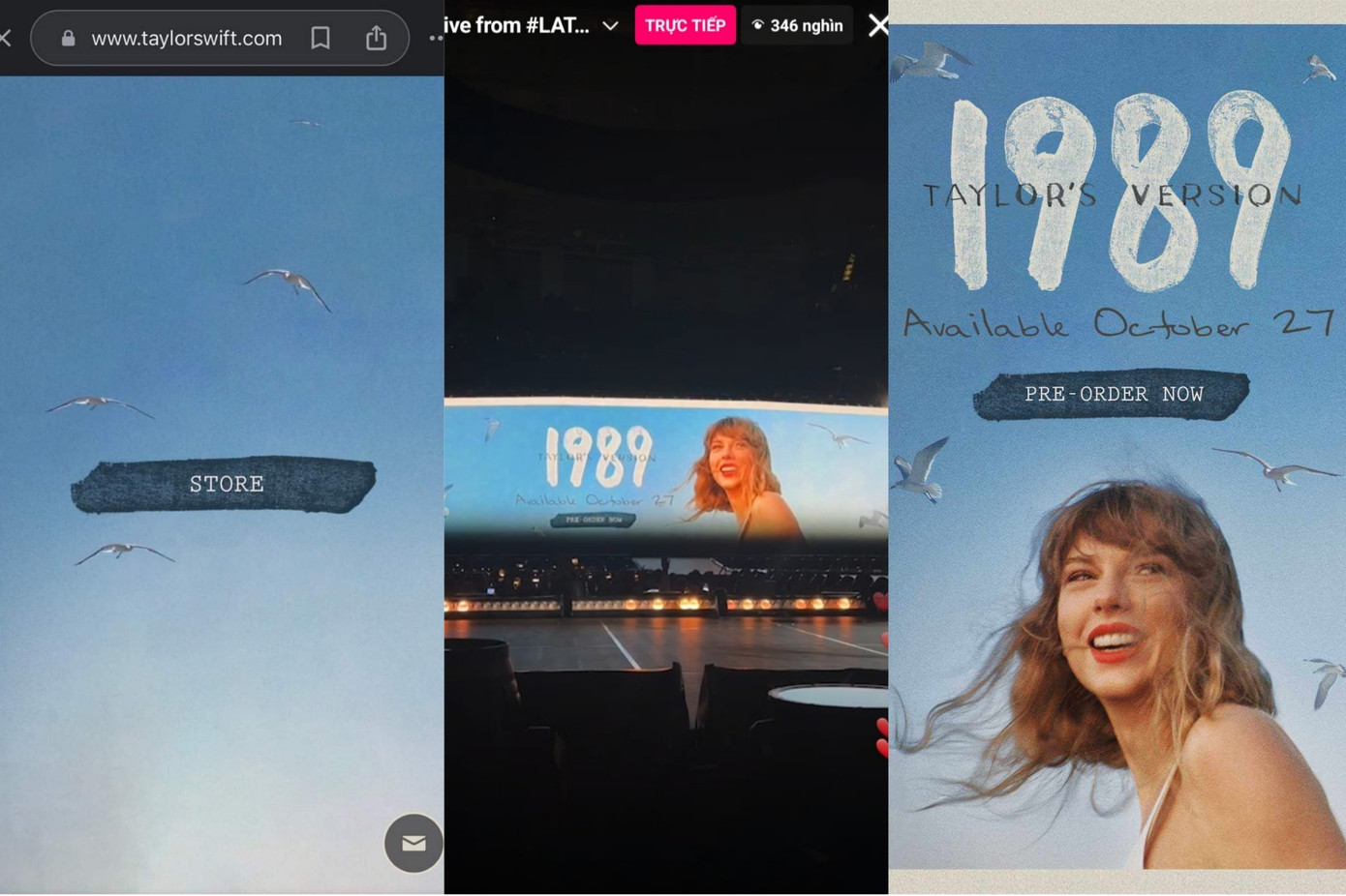 346.000 khán giả theo dõi livestream vỡ òa khi Taylor Swift thông báo phát hành 1989 (Taylor's Version). 346.000 khán giả theo dõi livestream vỡ òa khi Taylor Swift thông báo phát hành 1989 (Taylor's Version).