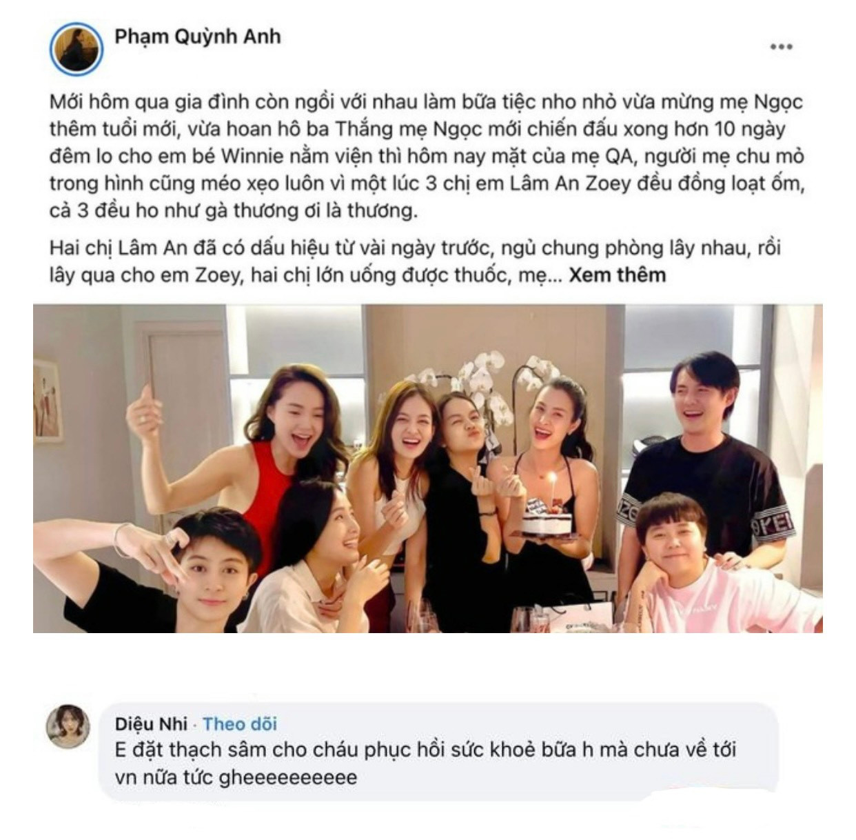 Diệu Nhi cũng gửi quà tặng bé Winnie - con gái Đông Nhi khi nhóc tì bị bệnh.