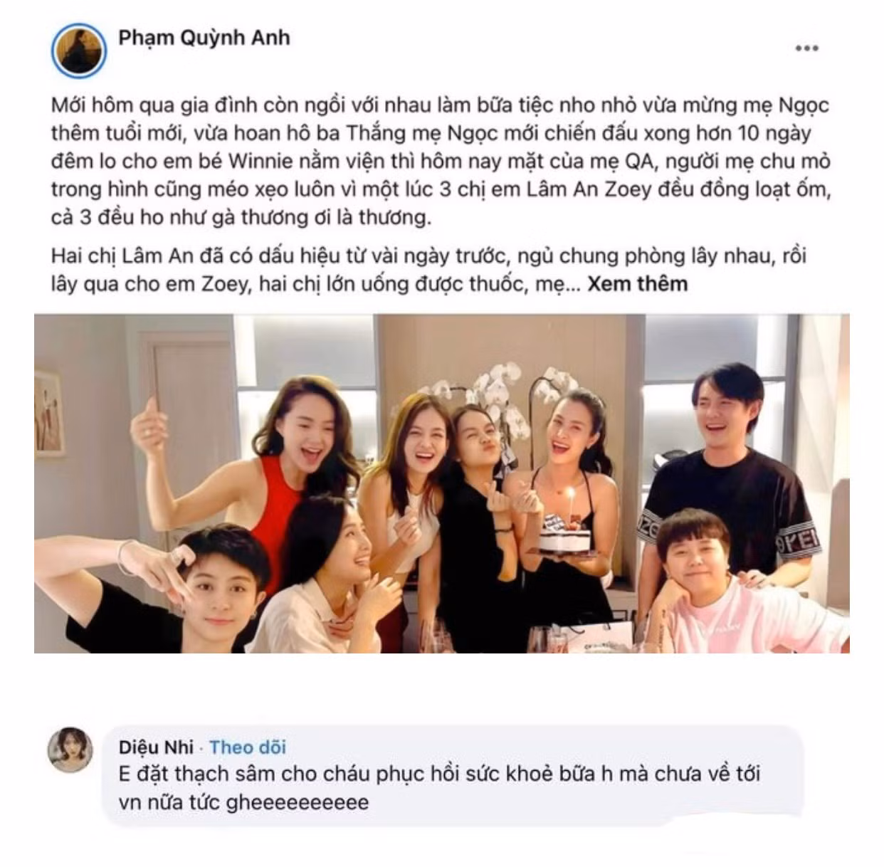Diệu Nhi cũng gửi quà tặng bé Winnie - con gái Đông Nhi khi nhóc tì bị bệnh.