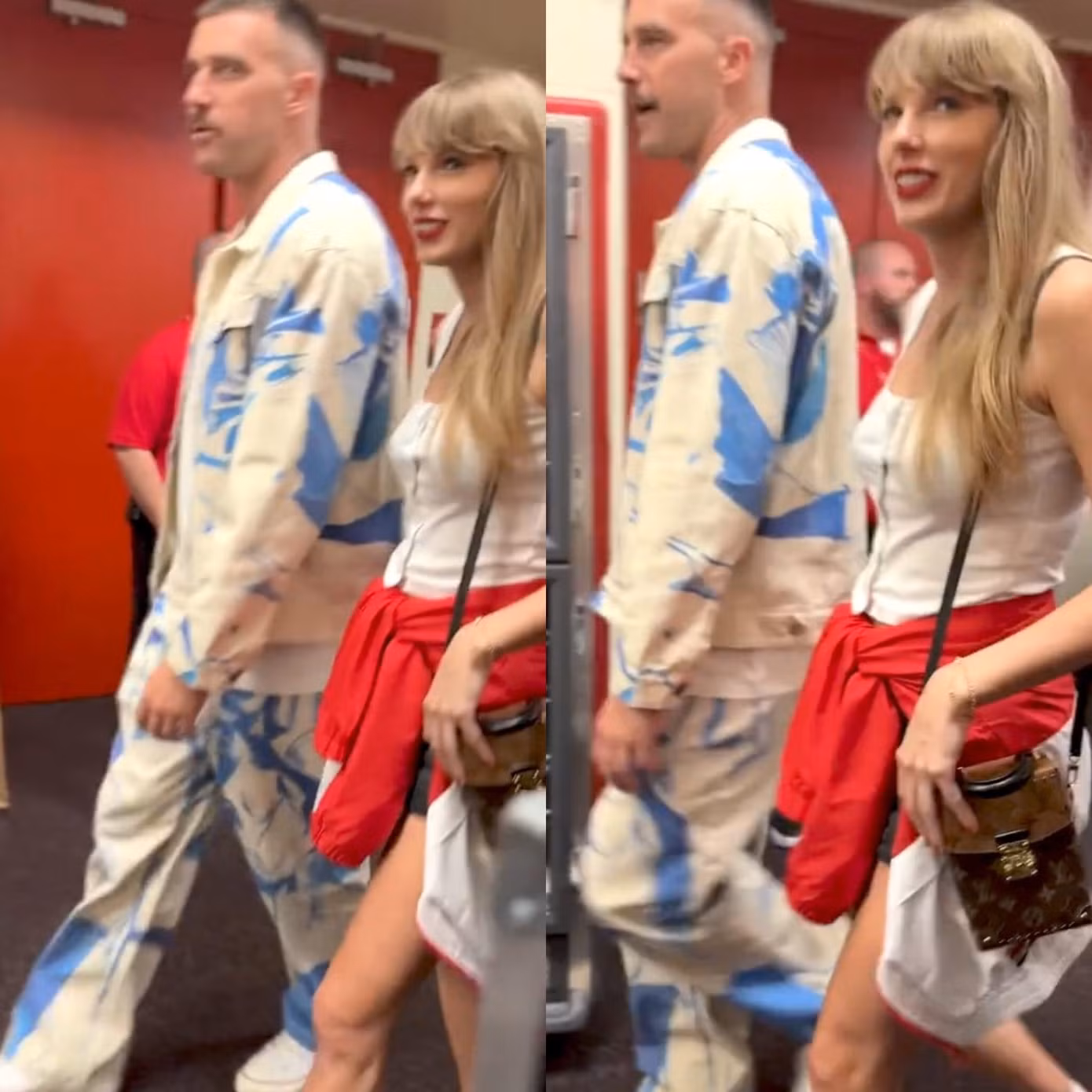 Travis Kelce và Taylor Swift cùng nhau rời sân Arrowhead sau trận đấu của Chiefs.