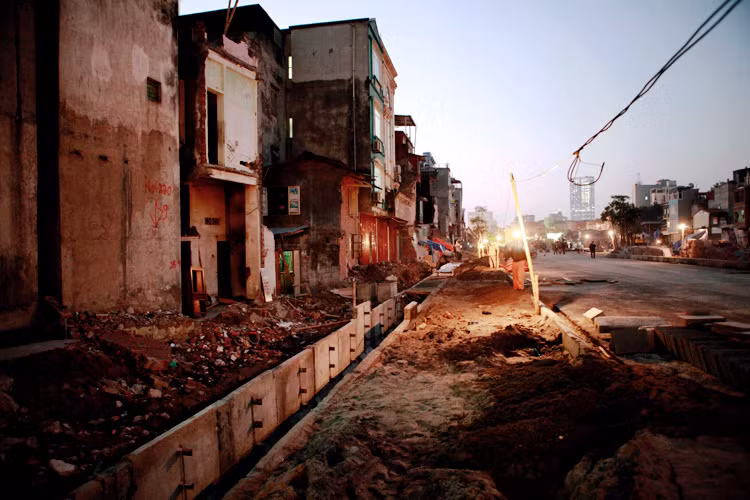 Vỉa hè có mặt cắt 7,5m 