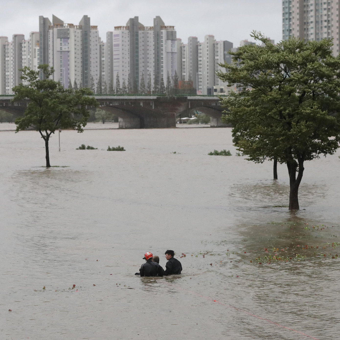 Các hoạt động tìm kiếm cứu hộ vẫn tiếp tục được tiến hành trong ngày thứ Tư. Tổng cộng, số người thiệt mạng vì bão Hinnamnor ở Hàn Quốc đã lên đến 10 người. Hai người vẫn đang mất tích. Ảnh: Yonhap