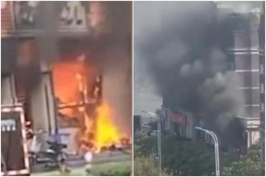 Hiện trường vụ cháy. Ảnh: Weibo