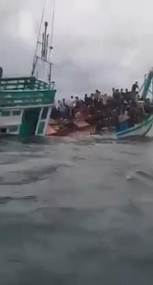 Hình ảnh con tàu gặp nạn. Ảnh: Khmer Times