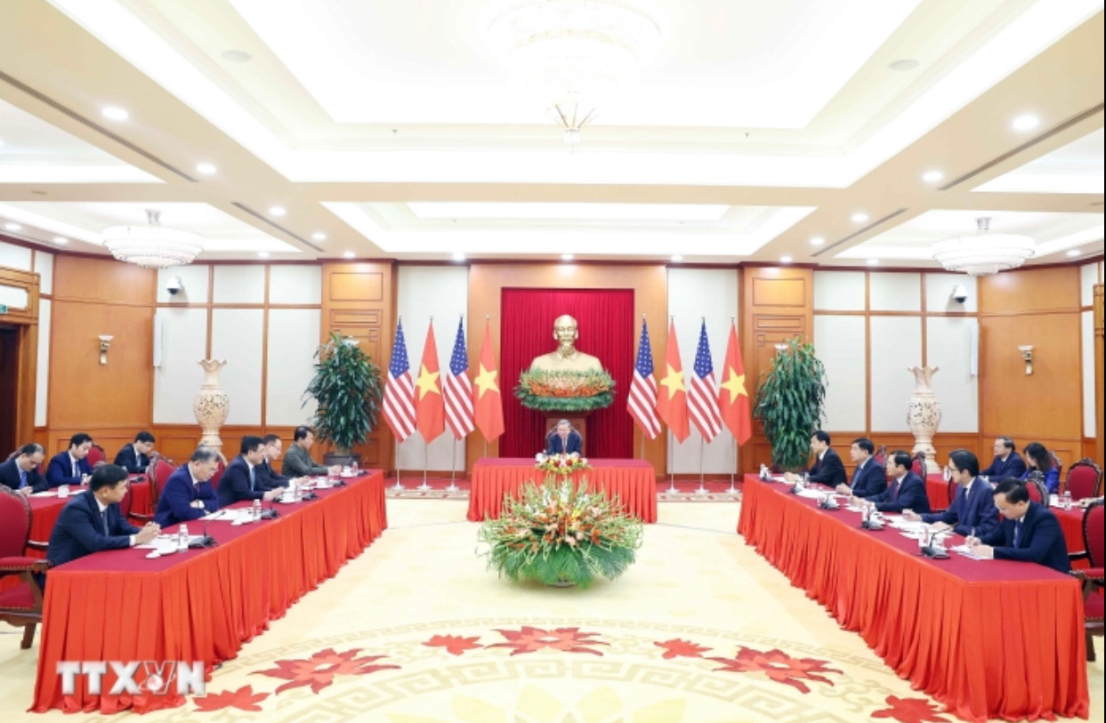 Tổng Bí thư Tô Lâm điện đàm với Tổng thống đắc cử Hoa Kỳ Donald Trump. (Ảnh: Thống Nhất/TTXVN)