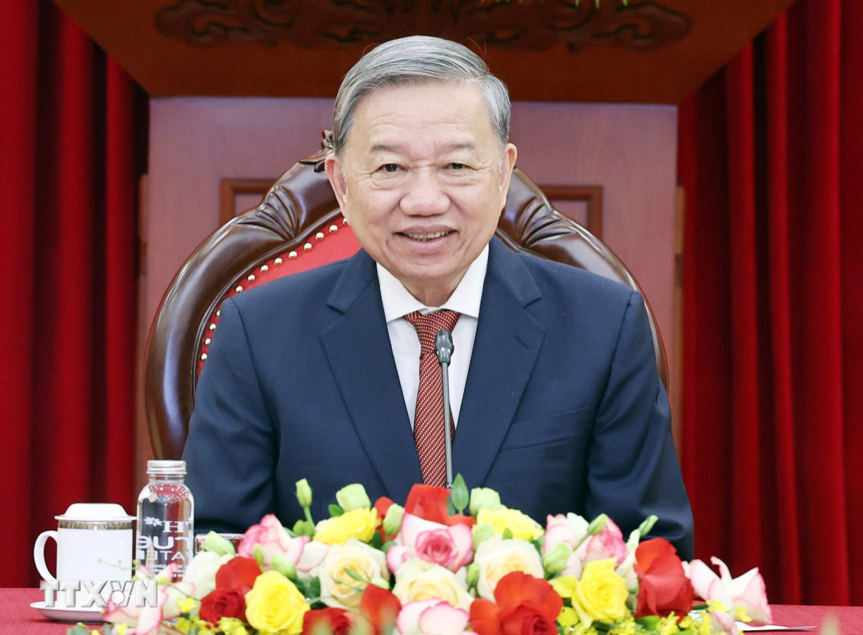 Tổng Bí thư Tô Lâm điện đàm với Tổng thống đắc cử Hoa Kỳ Donald Trump. (Ảnh: Thống Nhất/TTXVN)