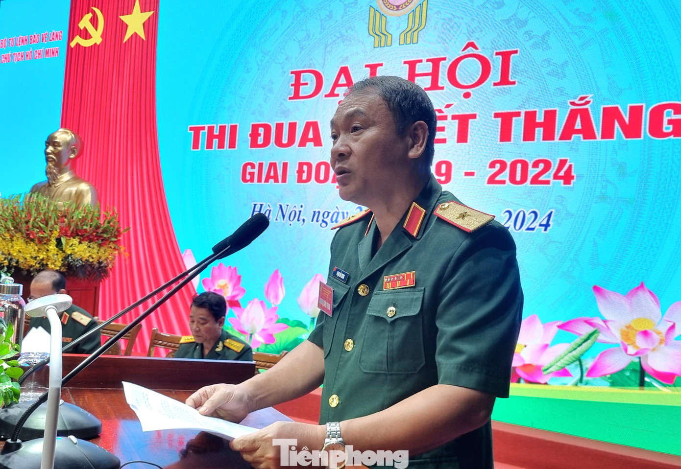 Thiếu tướng Phạm Hải Trung - Tư lệnh Bộ Tư lệnh Bảo vệ Lăng Chủ tịch Hồ Chí Minh, phát biểu khai mạc đại hội