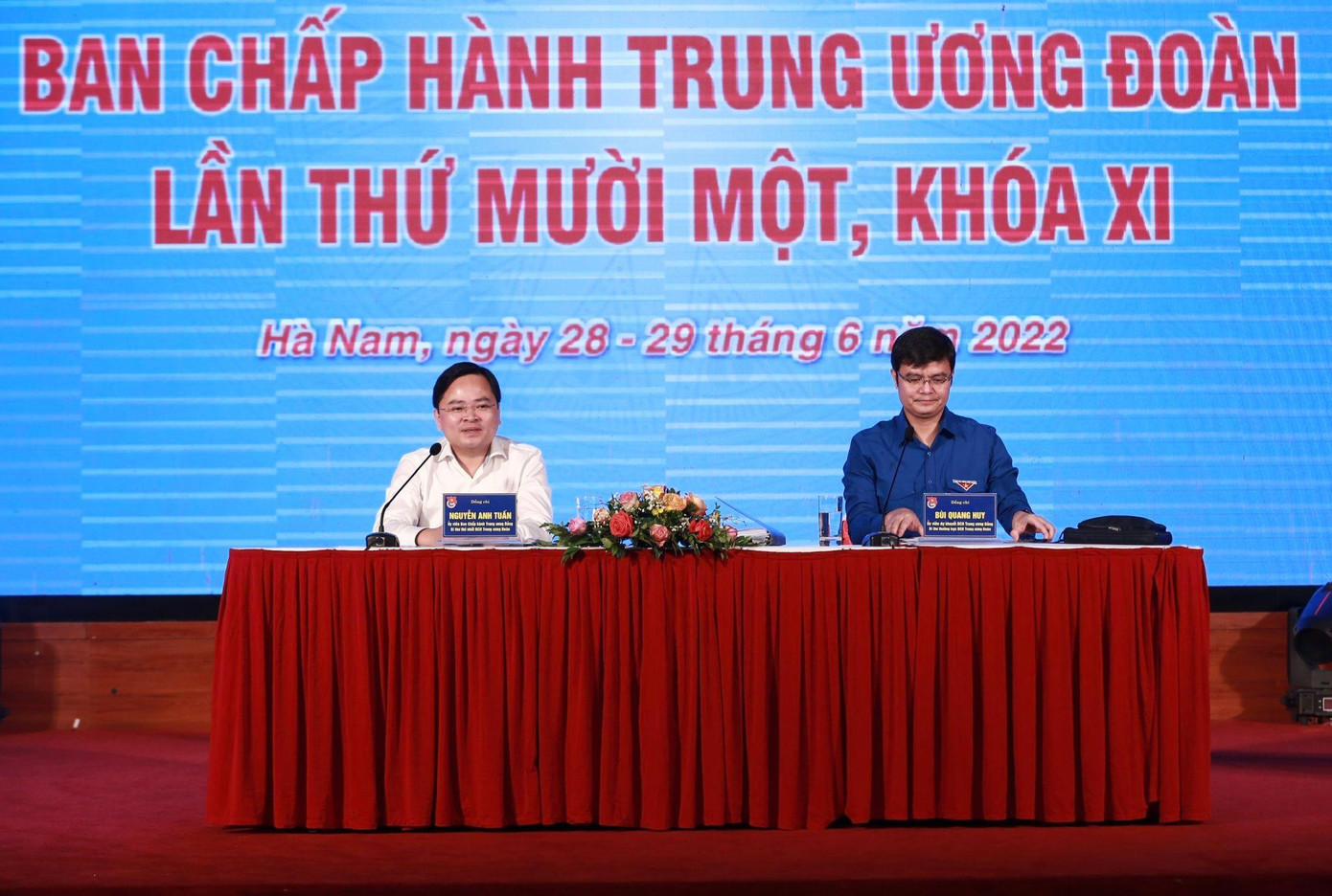 Hội nghị Ban BCH T.Ư Đoàn lần thứ 11, khóa XI diễn ra dưới sự chủ trì của anh Nguyễn Anh Tuấn, Ủy viên T.Ư Đảng, Bí thư thường trực T.Ư Đoàn, anh Bùi Quang Huy, Bí thư thường trực T.Ư Đoàn. Ảnh: Bảo Anh