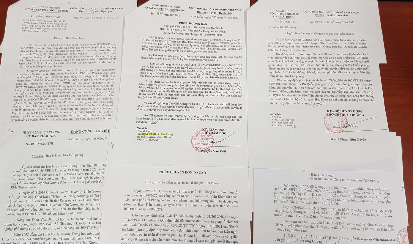 Một số văn bản trả lời báo Tiền Phong của các cơ quan chức năng