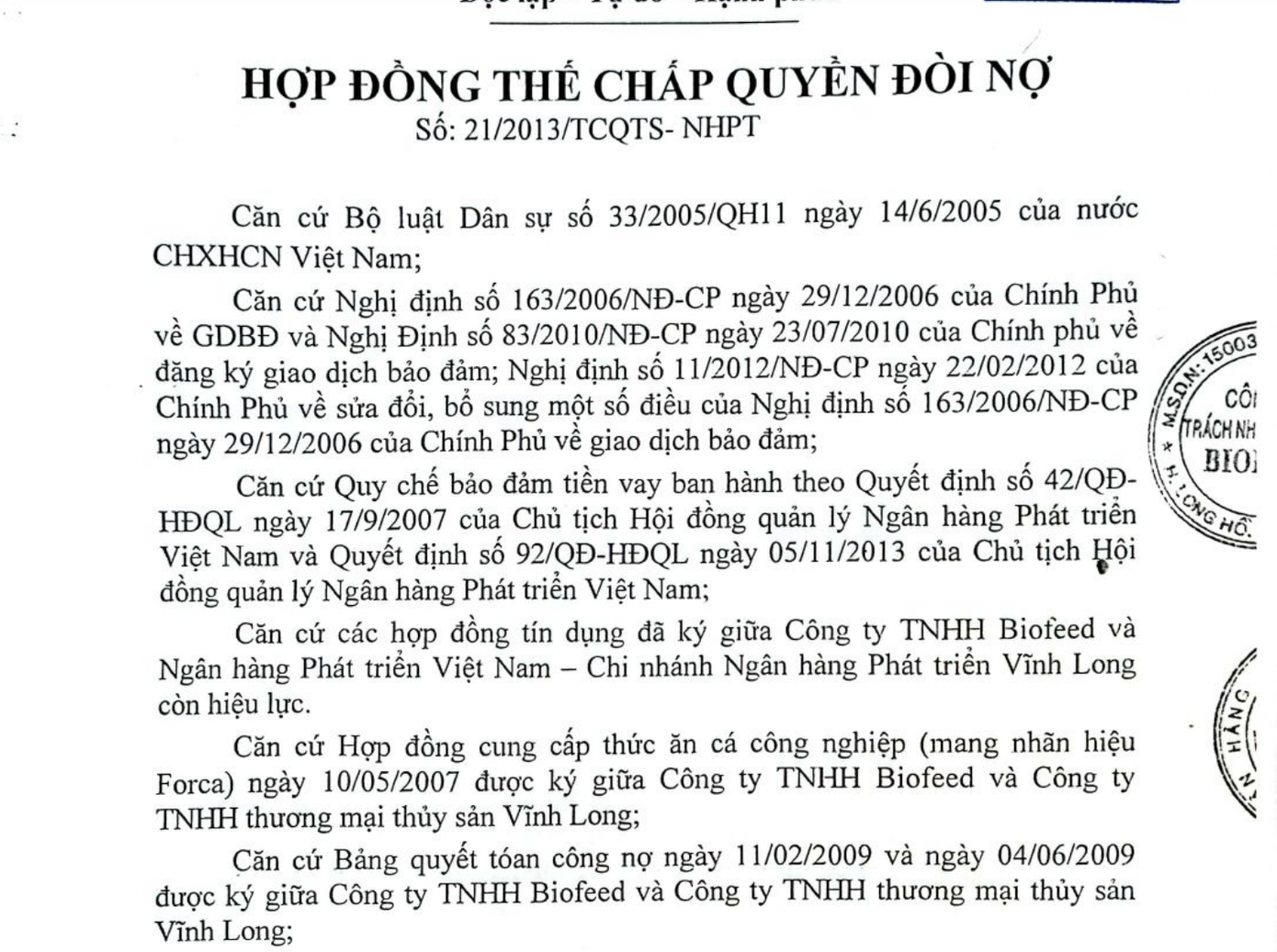 Hợp đồng thế chấp quyền đòi nợ. Hợp đồng thế chấp quyền đòi nợ.