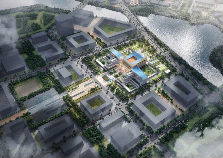 Trụ sở chung tỉnh Khánh Hòa lấy cảm hứng từ núi Hòn Chồng và chip bán dẫn. Ảnh: Huni Architectes. Trụ sở chung tỉnh Khánh Hòa lấy cảm hứng từ núi Hòn Chồng và chip bán dẫn. Ảnh: Huni Architectes.