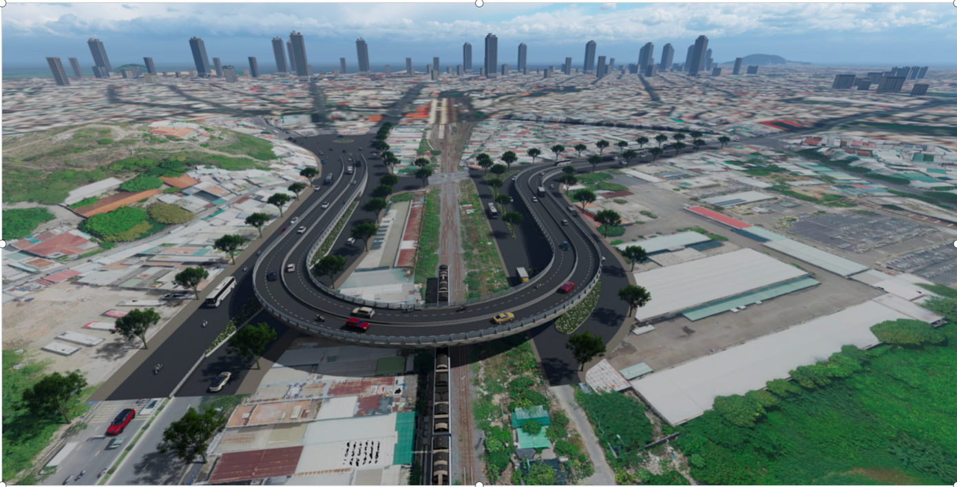 Phối cảnh cầu vượt đường sắt tại nút giao Mả Vòng. Phối cảnh cầu vượt đường sắt tại nút giao Mả Vòng.