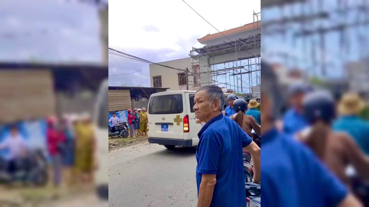 Hiện trường vụ sập giàn giáo. Ảnh: Cắt từ clip.