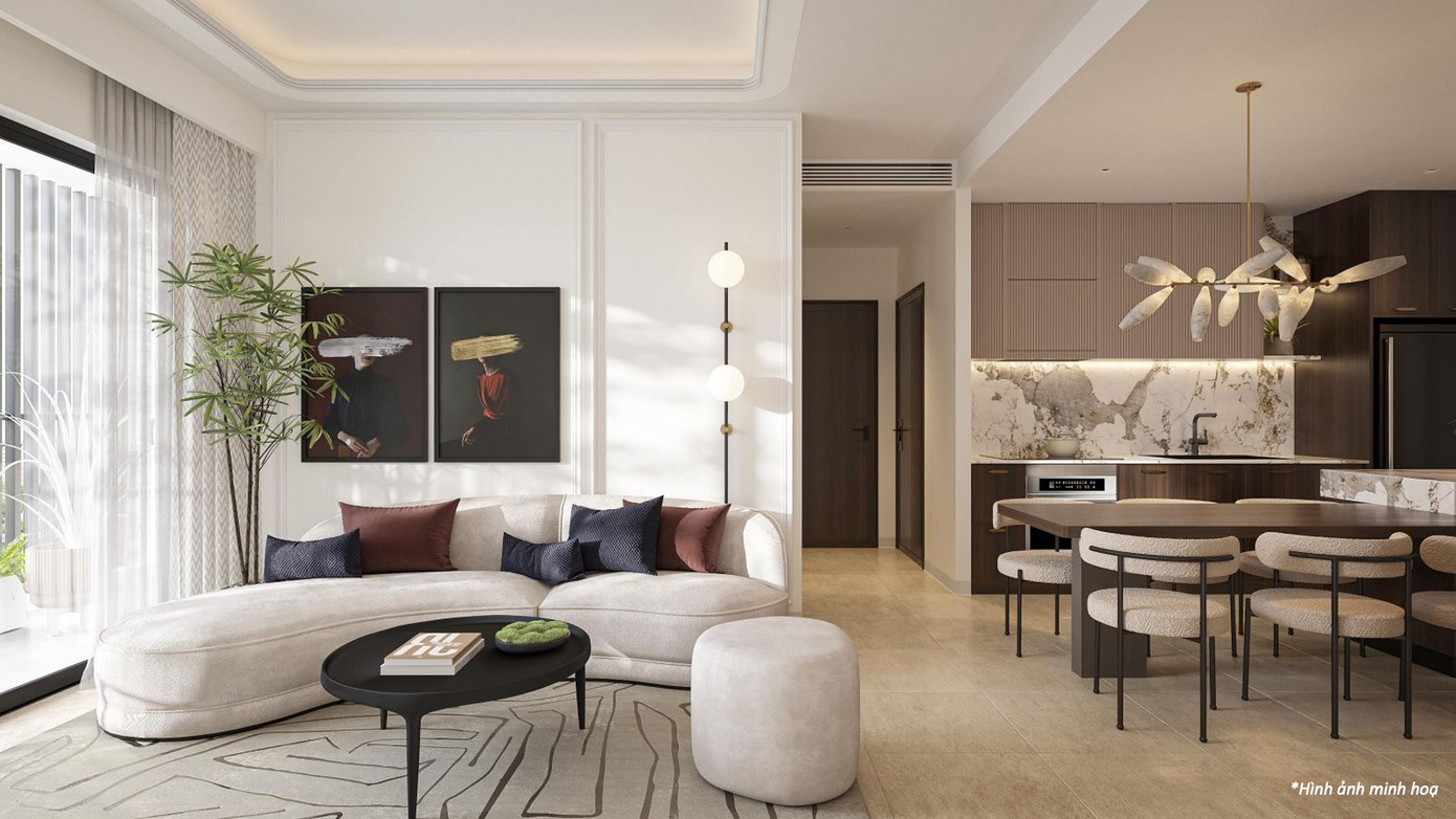 Phối cảnh phòng khách căn hộ La Pura.