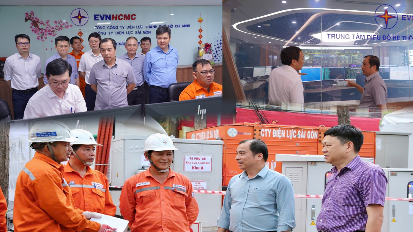 Ông Ngô Sơn Hải – Phó tổng giám đốc EVN đi kiểm tra và động viện anh em công nhân tại các điểm trực.