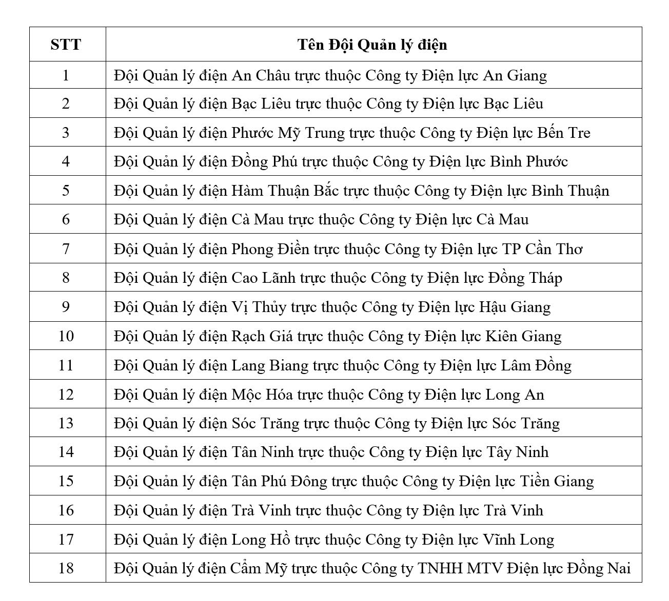 Danh sách 18 đơn vị chuyển đổi mô hình quản lý điện