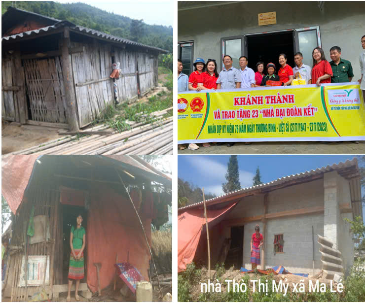 Đại diện 41 căn nhà đại Đoàn Kết trước và sau khi được Đoàn từ thiện xây dựng từ tháng 4 -9/2024