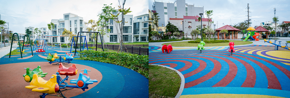 Các khu vui chơi an toàn được trang bị đồ chơi rực rỡ sắc màu