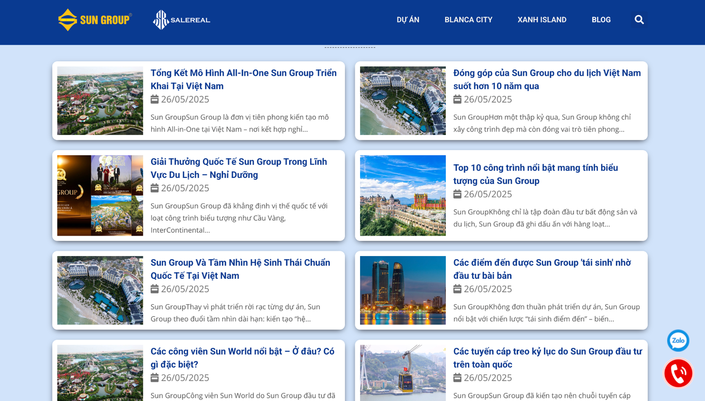 Các bài viết phân tích chuyên sâu, đa chiều giúp tăng độ phủ sóng của Sun Group và giúp khách hàng có cái nhìn sâu sắc về chủ đầu tư