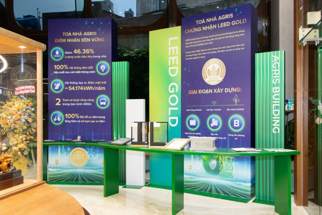 Trụ sở AgriS đạt chuẩn công trình xanh, ứng dụng công nghệ tiên tiến nhằm hạn chế phát thải và phát triển bền vững Trụ sở AgriS đạt chuẩn công trình xanh, ứng dụng công nghệ tiên tiến nhằm hạn chế phát thải và phát triển bền vững