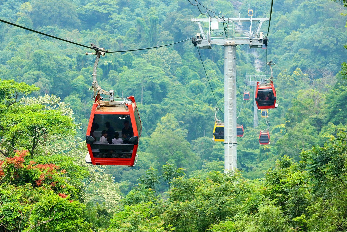 Hệ thống cáp treo tại Khu Danh thắng Tây Thiên, thị trấn Đại Đình, huyện Tam Đảo (Vĩnh Phúc)