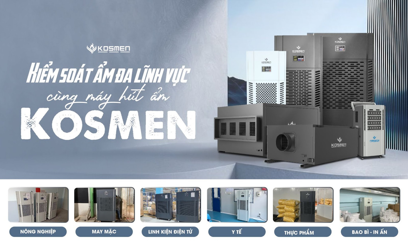 Máy hút ẩm công nghiệp Kosmen có thể ứng dụng trong đa lĩnh vực Máy hút ẩm công nghiệp Kosmen có thể ứng dụng trong đa lĩnh vực
