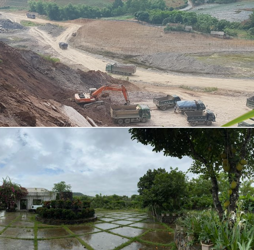 Rầm rộ múc đất đá năm 2019 (ảnh trên) và hiện tại (ảnh dưới).
