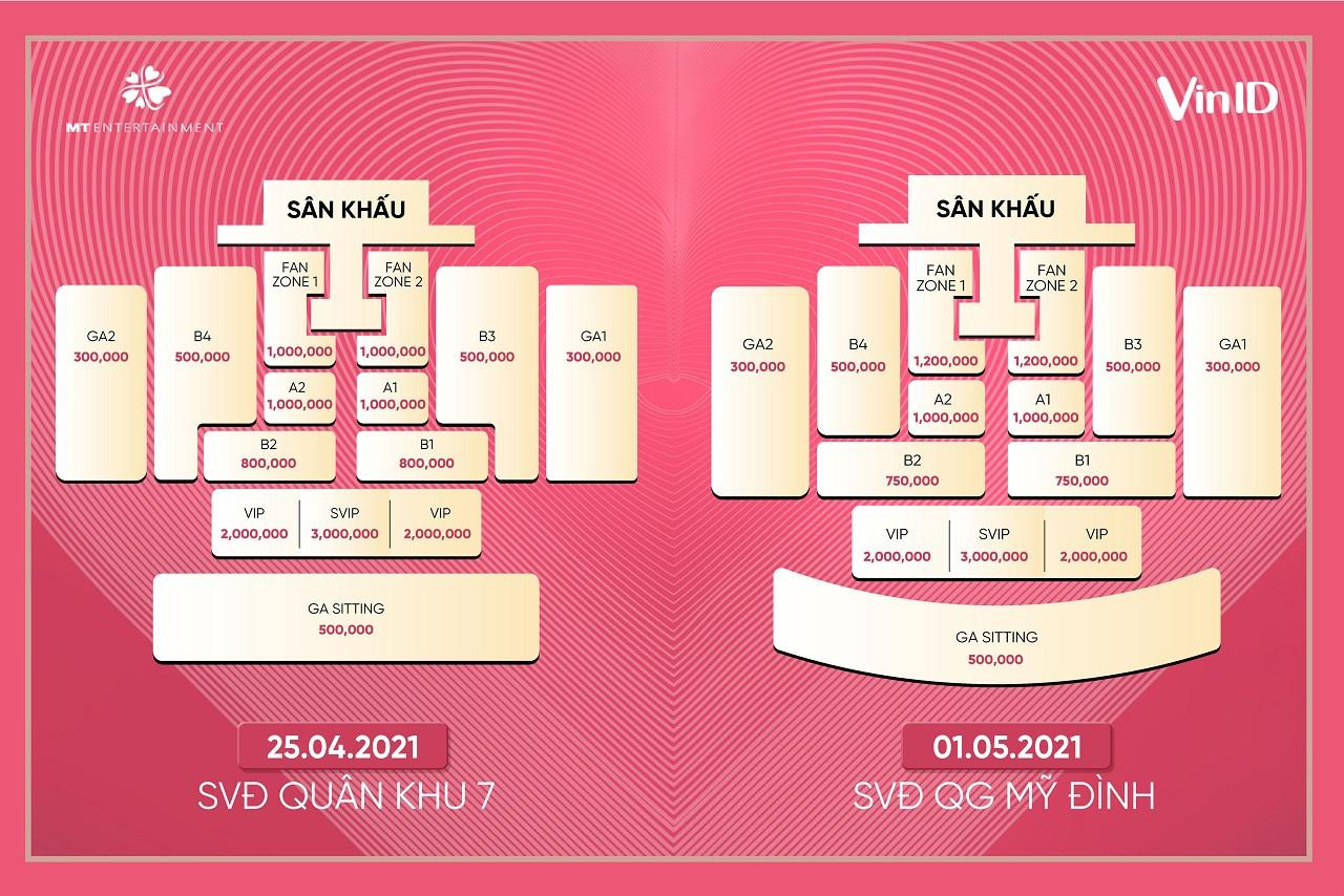 Sơ đồ các hạng vé trong liveshow “Tri Âm”.