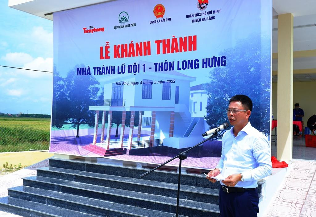 Phát biểu tại lễ khánh thành, Phó Tổng biên tập báo Tiền Phong Phùng Công Sưởng cho hay, đây là công trình quy mô không lớn nhưng được xây dựng khang trang, tiện nghi. Công trình được hoàn thành nhờ vào sự đóng góp quý báu của Tập đoàn Phúc Sơn và sự quan tâm, đồng hành của lãnh đạo tỉnh, huyện, xã, tổ chức Đoàn các cấp; đặc biệt là sự đóng góp công sức, vật chất của nhân dân và thanh niên địa phương. "Chúng tôi rất mong chính quyền và người dân địa phương đưa công trình vào sử dụng hiệu quả, lâu dài" - nhà báo Phùng Công Sưởng đề nghị.