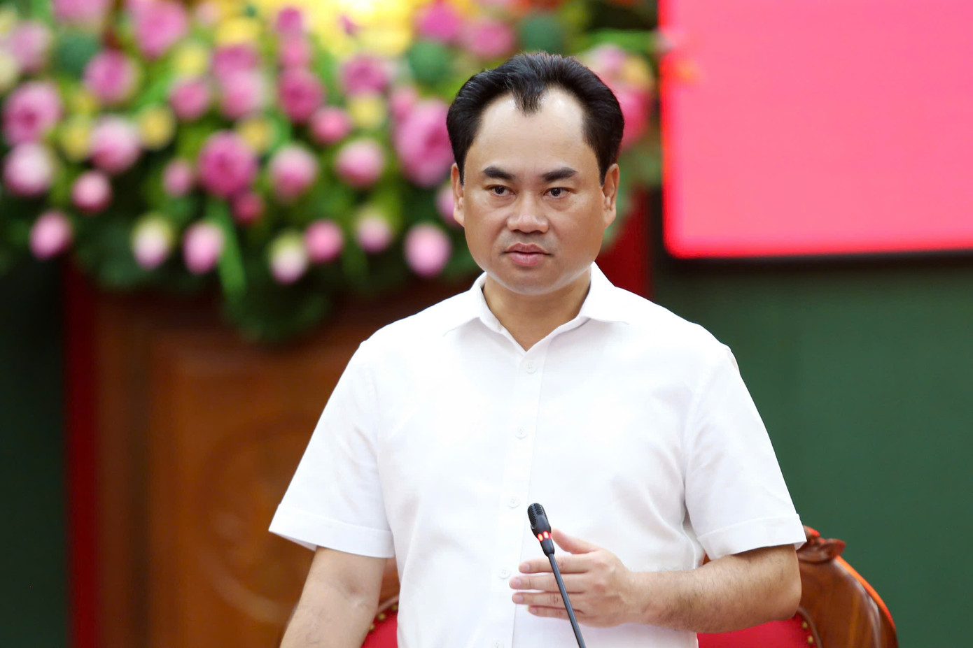 Bí thư Tỉnh ủy Thái Nguyên Trịnh Việt Hùng phát biểu chỉ đạo tại hội nghị. Ảnh: TNGOP.