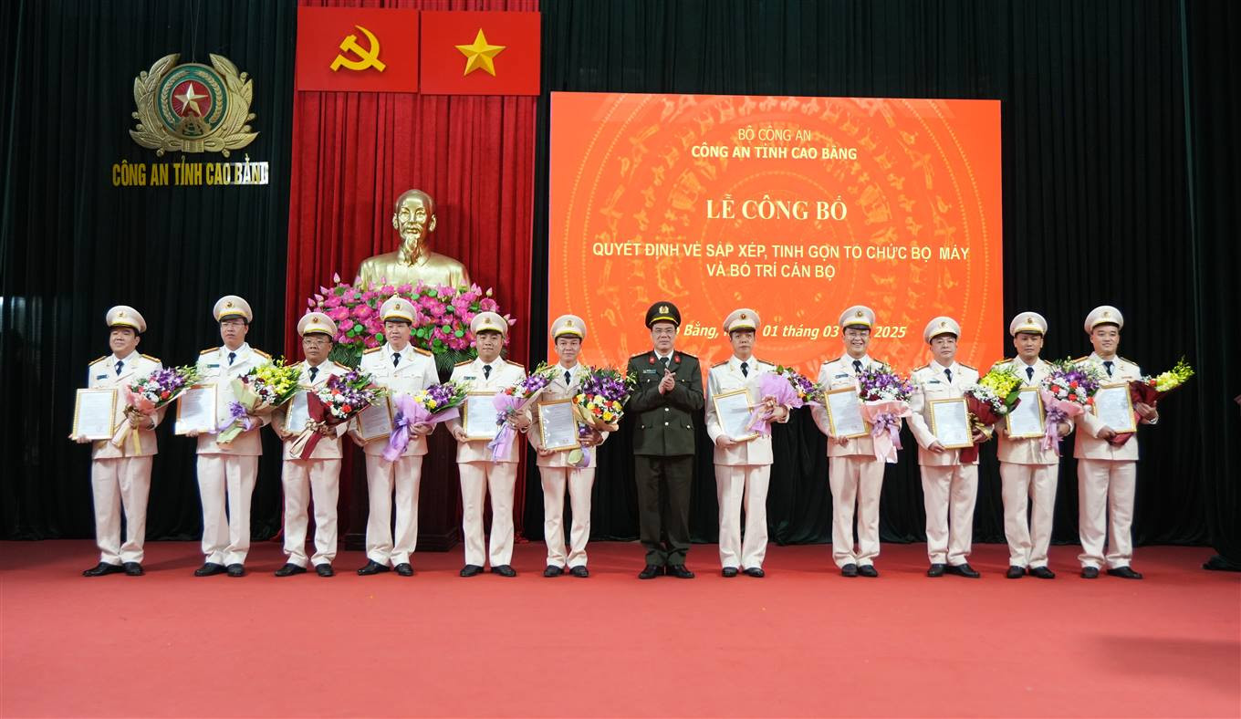 Đại tá Vũ Hồng Quang - Giám đốc Công an tỉnh trao các quyết định điều động, bổ nhiệm cán bộ theo mô hình tổ chức mới sau khi giải thể công an cấp huyện, thành phố. Đại tá Vũ Hồng Quang - Giám đốc Công an tỉnh trao các quyết định điều động, bổ nhiệm cán bộ theo mô hình tổ chức mới sau khi giải thể công an cấp huyện, thành phố.