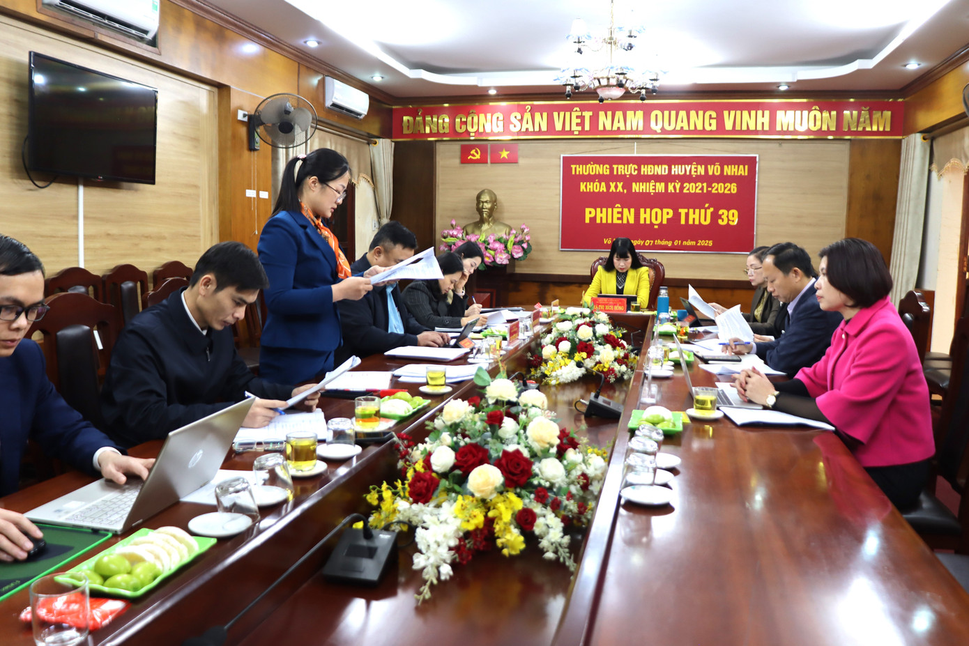 Thường trực HĐND huyện Võ Nhai tại phiên họp thứ 39. Ảnh: Cổng TTĐT huyện. Thường trực HĐND huyện Võ Nhai tại phiên họp thứ 39. Ảnh: Cổng TTĐT huyện.