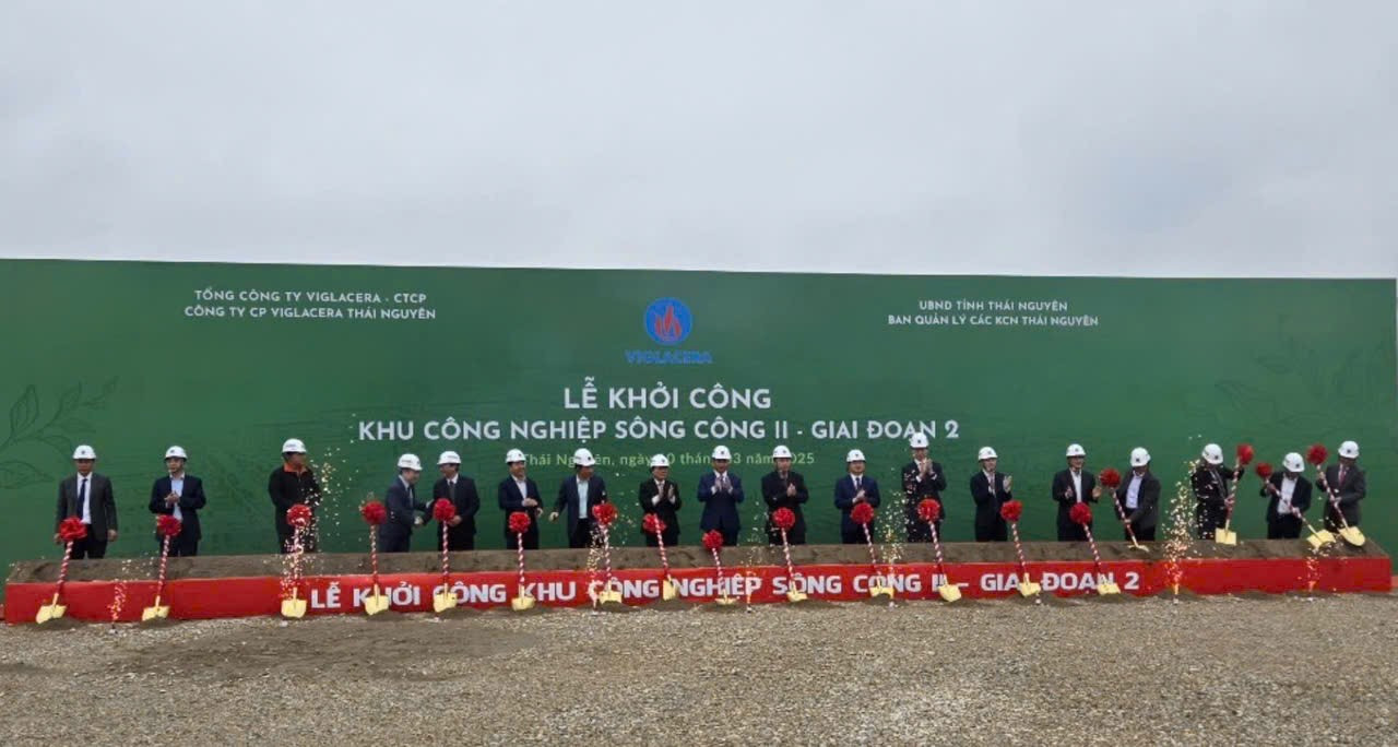 Các đại biểu thực hiện thủ tục động thổ khởi công.