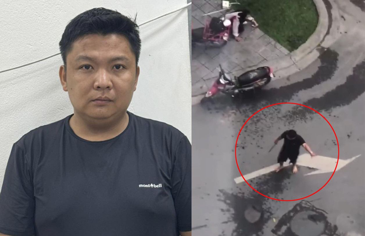 Đối tượng Trường cùng hình ảnh tay cầm con dao. Đối tượng Trường cùng hình ảnh tay cầm con dao.