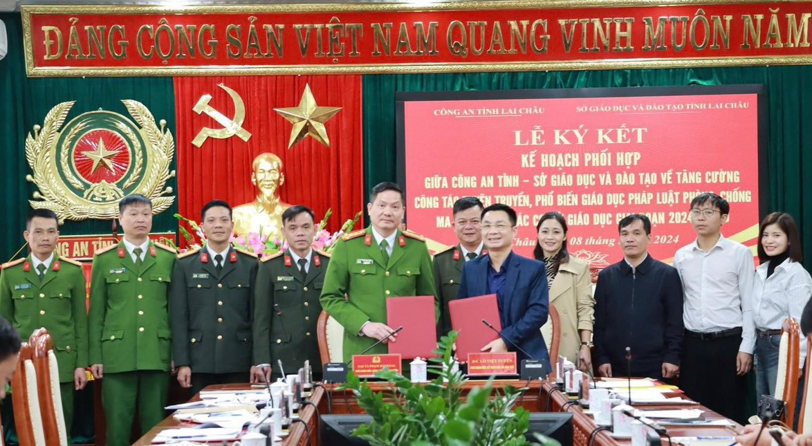 Sở Giáo dục và Đào tạo và Công an tỉnh Lai Châu ký kết quy chế phối hợp.