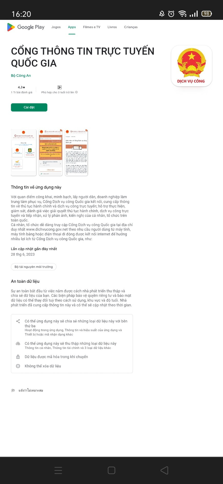 Hình ảnh ứng dụng giả mạo các đối tượng gửi link cho chị H. cài đặt và tin nhắn trên Zalo. Hình ảnh ứng dụng giả mạo các đối tượng gửi link cho chị H. cài đặt và tin nhắn trên Zalo.