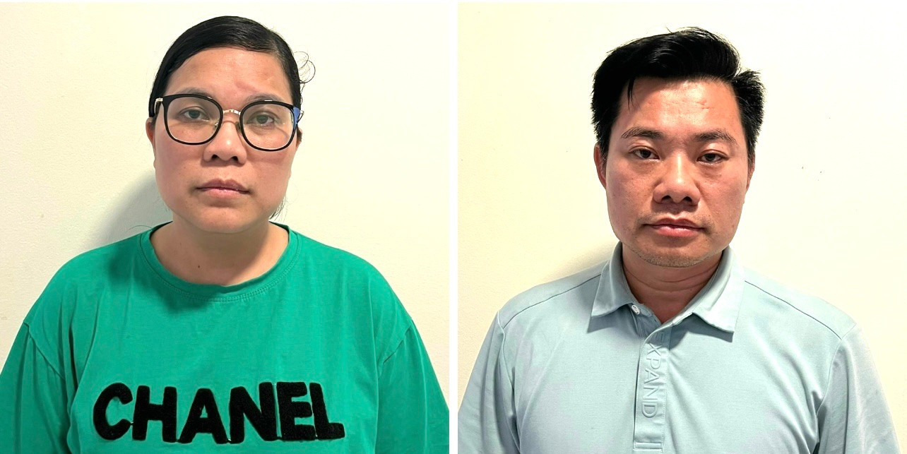 Bà Khuyên và ông Toàn. Ảnh Công an TP Hà Nội