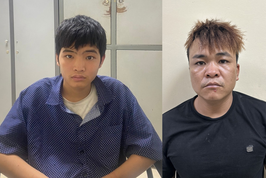 Hai đối tượng Trung, Thi tại cơ quan công an.