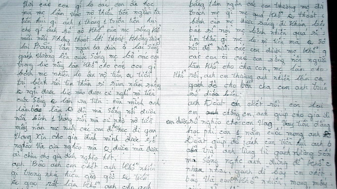 Hình chụp lại bức thư của chị Mỹ Nhân