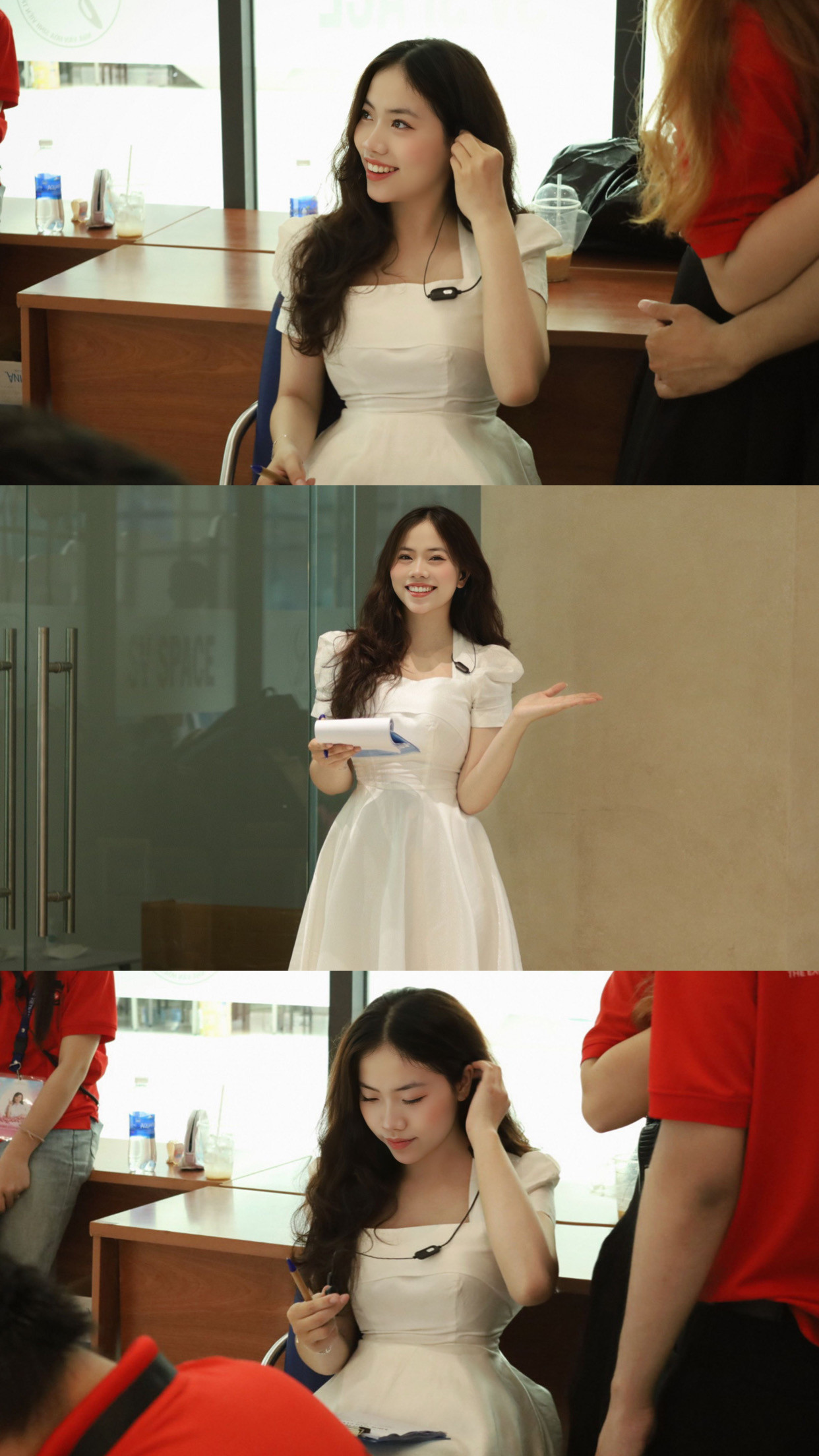 Hiền Trang tham gia dẫn chương trình. Hiền Trang tham gia dẫn chương trình.