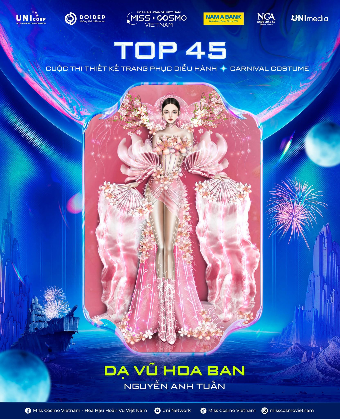 “Dạ vũ hoa ban” – thiết kế giao thoa giữa sắc màu Tây Bắc và tinh thần carnival hiện đại. “Dạ vũ hoa ban” – thiết kế giao thoa giữa sắc màu Tây Bắc và tinh thần carnival hiện đại.